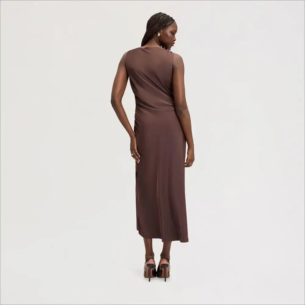 Ruched Satin Maxi Dress
