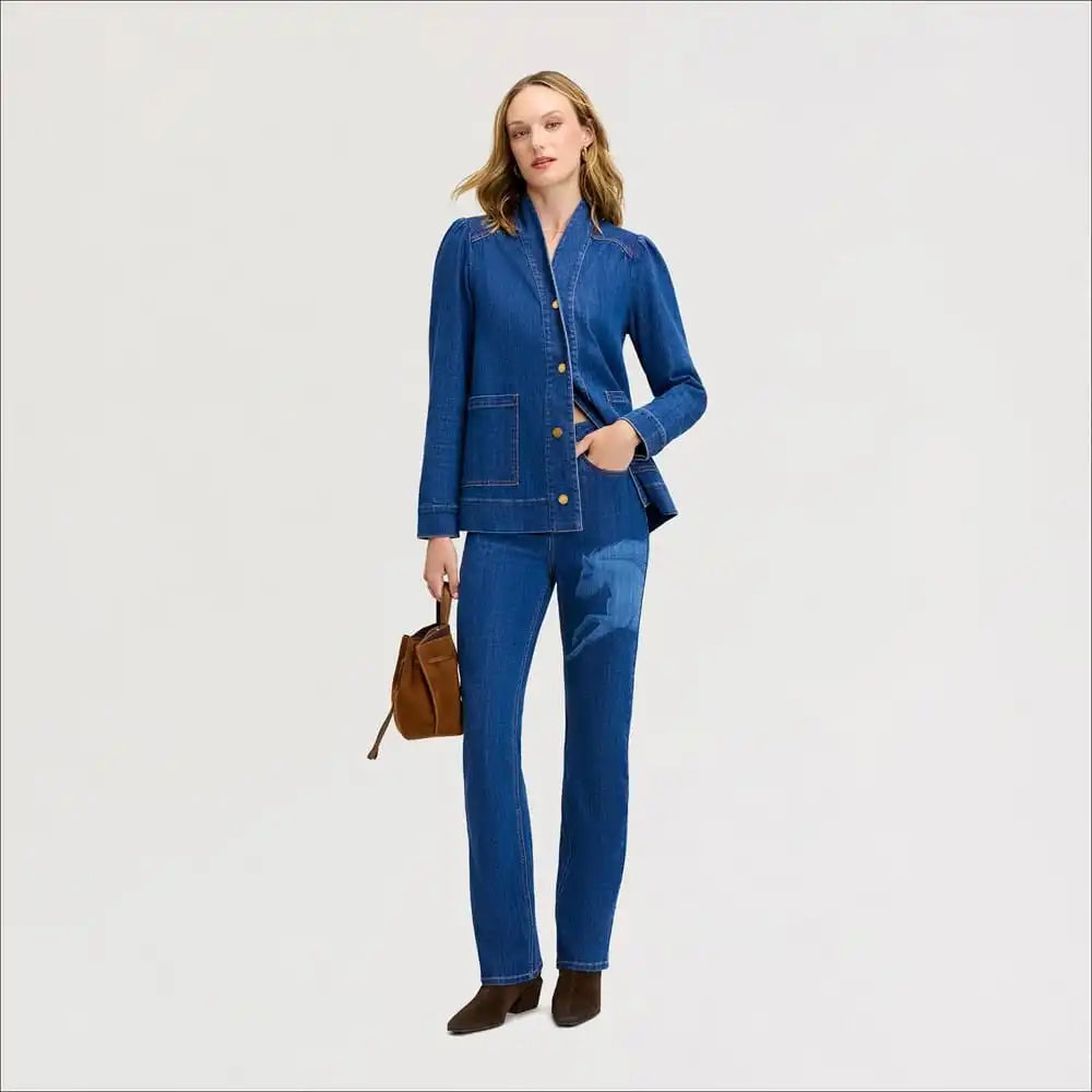 Horse Print High Rise Straight Jean