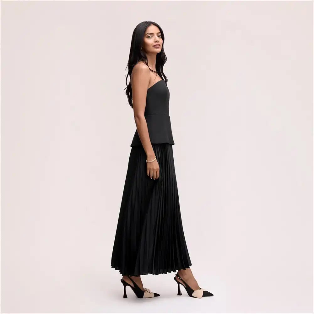 Strapless Pleated Maxi Dress