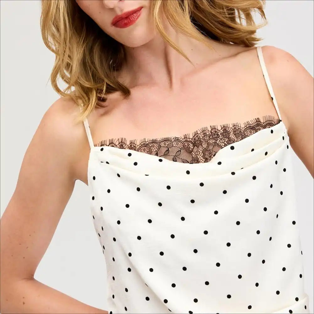 Dot Flocking Drape Slip Maxi Dress
