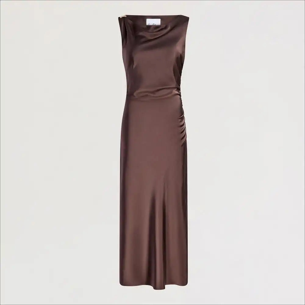 Ruched Satin Maxi Dress